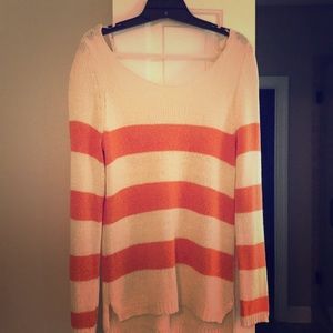 Orange and cream striped sweater